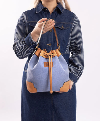 Lee Denim Canvas Crossbody Bucket Bag