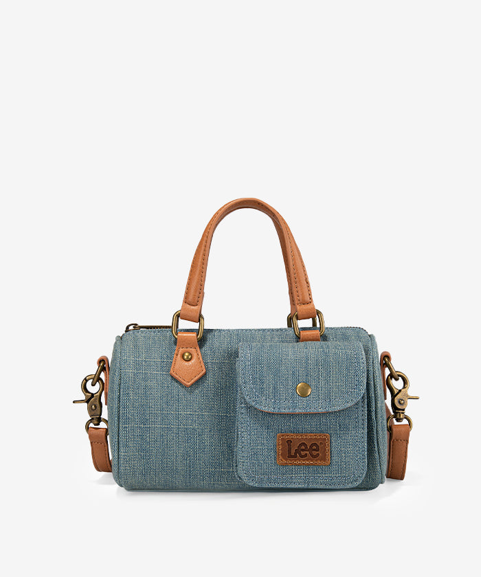 LEE Denim Canvas Barrel Satchel Top Handle Crossbody Bag Jean