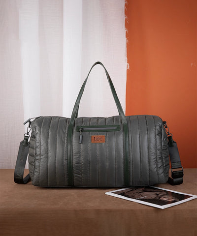 LEE Quilted Puffer Duffle Bag Dark Green