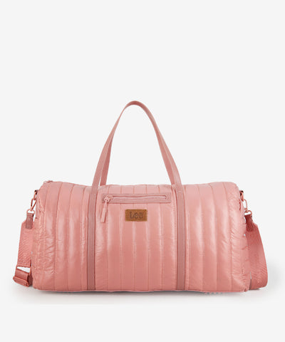 LEE Quilted Puffer Duffle Bag Dark Pink