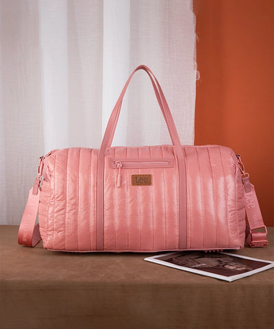 LEE Quilted Puffer Duffle Bag Dark Pink