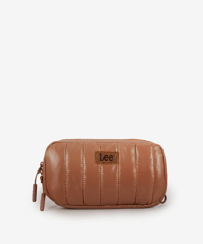 LEE Quilted Puffer Mini Crossbody Purse Brown