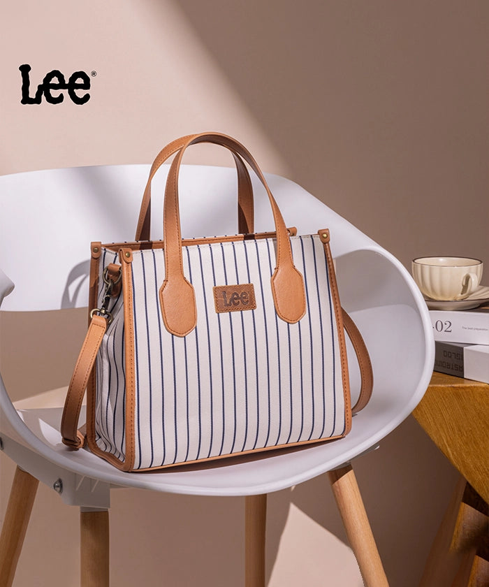 LEE Striped Canvas Tote Bag Beige