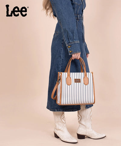 LEE Striped Canvas Tote Bag Beige