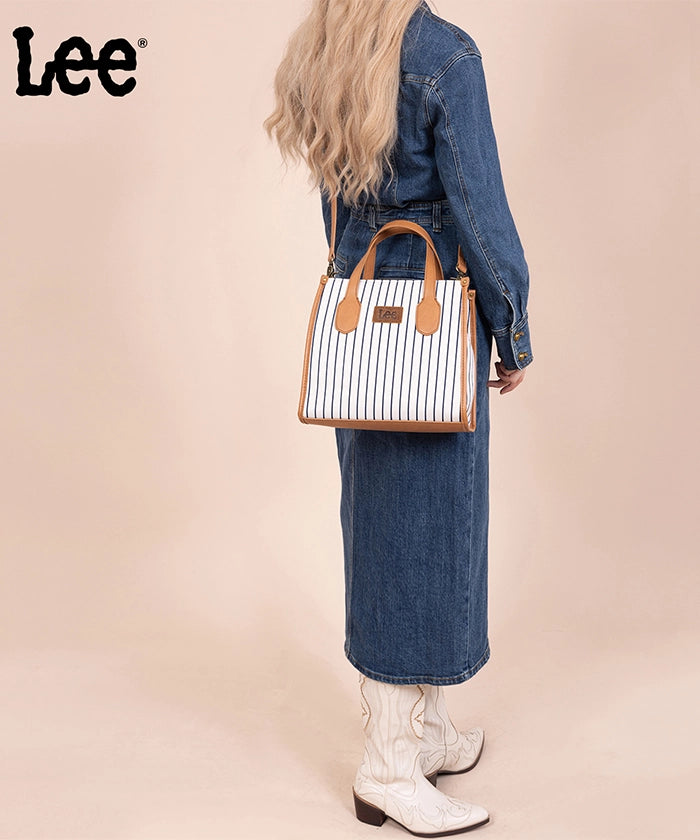 LEE Striped Canvas Tote Bag Beige