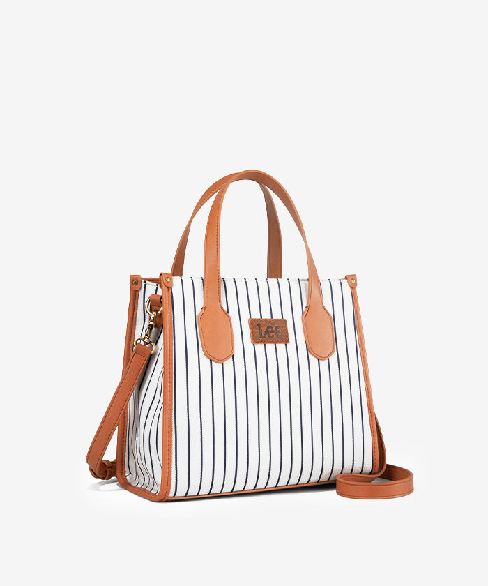 LEE Striped Canvas Tote Bag Beige