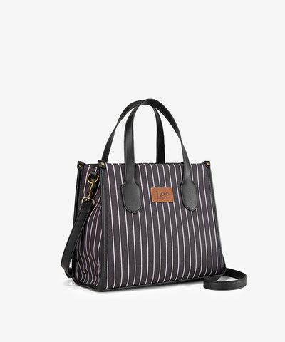 LEE Striped Canvas Tote Bag Black