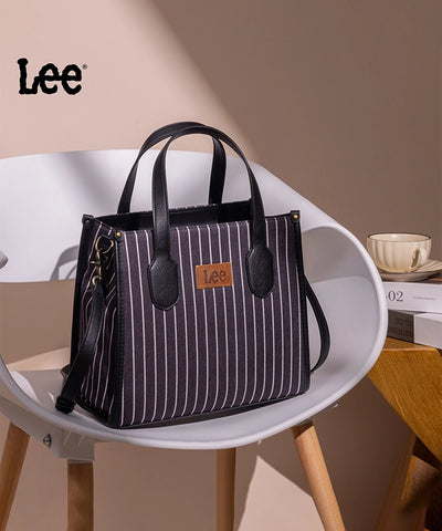 LEE Striped Canvas Tote Bag Black