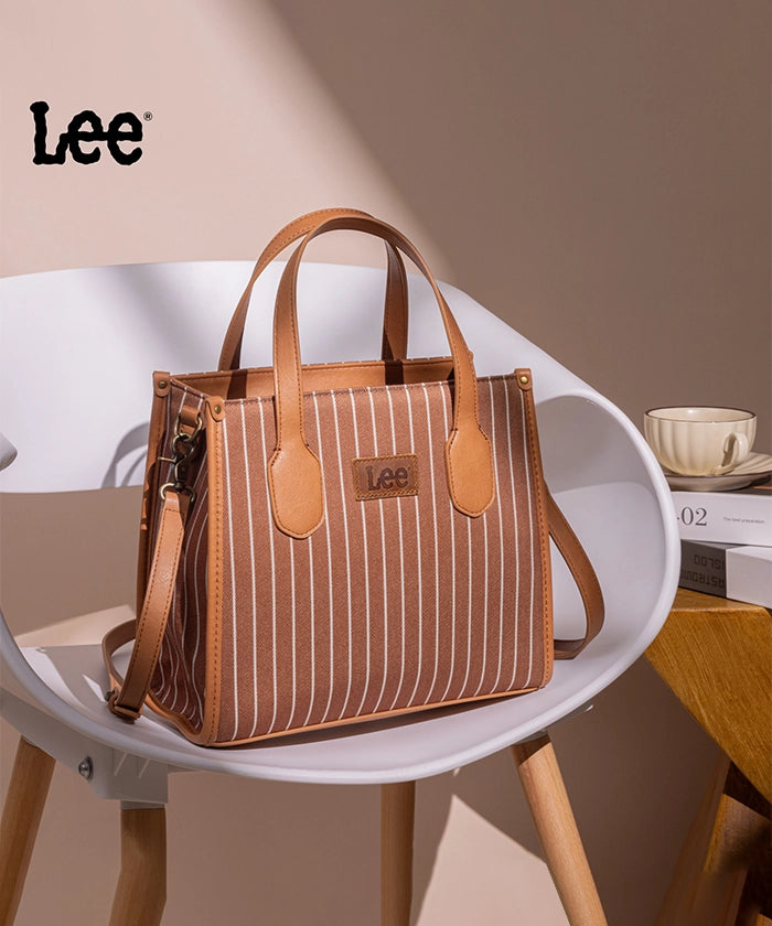 LEE Striped Canvas Tote Bag Brown