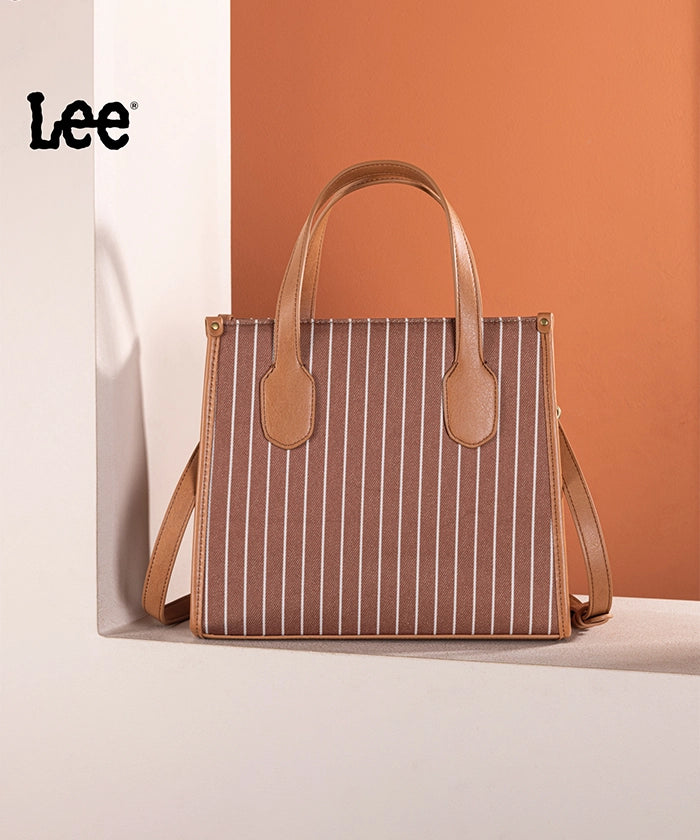 LEE Striped Canvas Tote Bag Brown