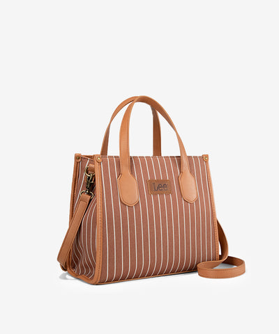 LEE Striped Canvas Tote Bag Brown