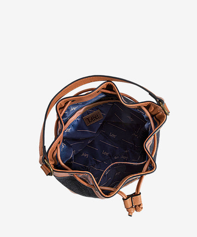 Lee Denim Canvas Crossbody Bucket Bag Black