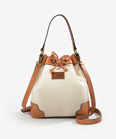 Lee Denim Canvas Crossbody Bucket Bag Tan