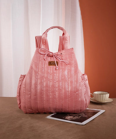 Lee Quilted Puffer Drawstring Backpack Dark Pink