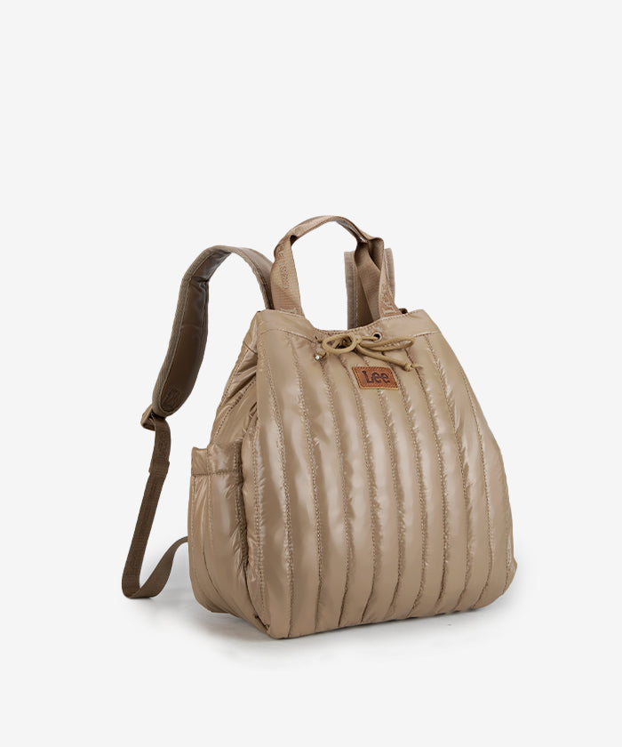 Lee Quilted Puffer Drawstring Backpack Khaki