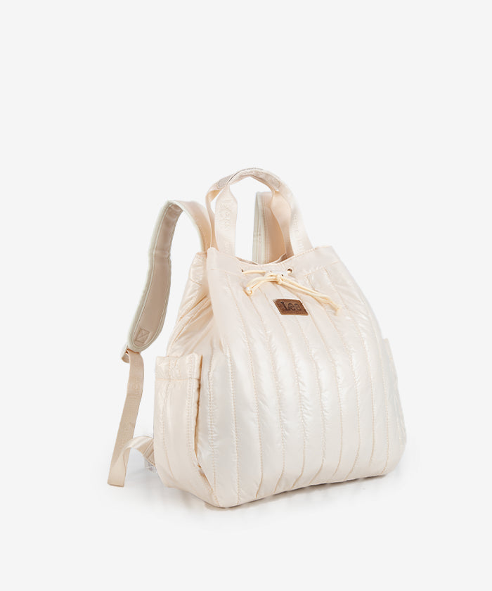 Lee Quilted Puffer Drawstring Backpack Tan