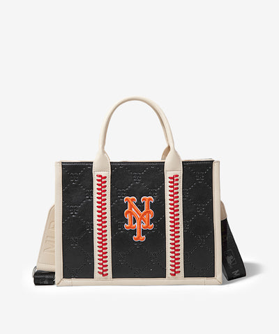 MLB_New_York_Mets_Leather_Stitched_Crossbody_Bag_Black
