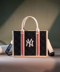 MLB_New_York_Yankees_Leather_Stitched_Crossbody_Bag_Black