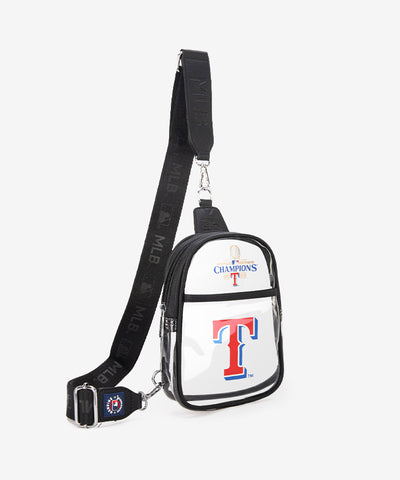 MLB_Texas_Rangers_Clear_Mini_Sling_Stadium_Bag_Black