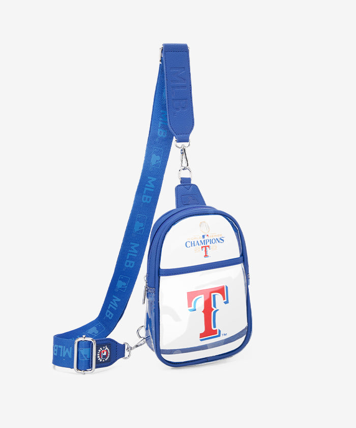 MLB_Texas_Rangers_Clear_Mini_Sling_Stadium_Bag_Blue