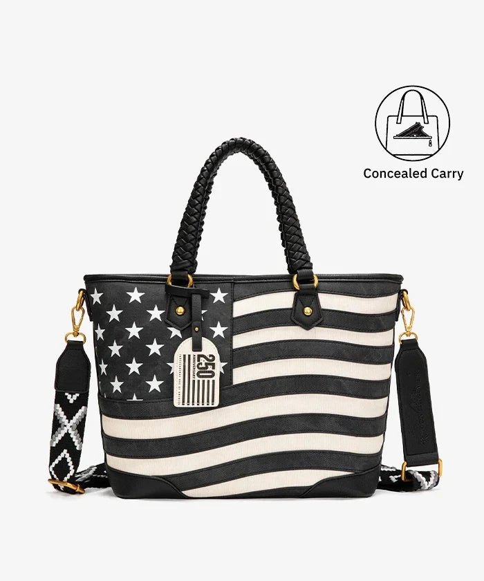 Montana West Vintage American Flag Tote Bag