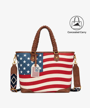 Montana West Vintage American Flag Tote Bag