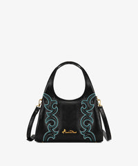 Montana West Embroidered Top Handle Bag in Black
