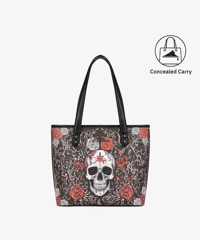 Montana West Skull & Rose Gothic Tote Bag