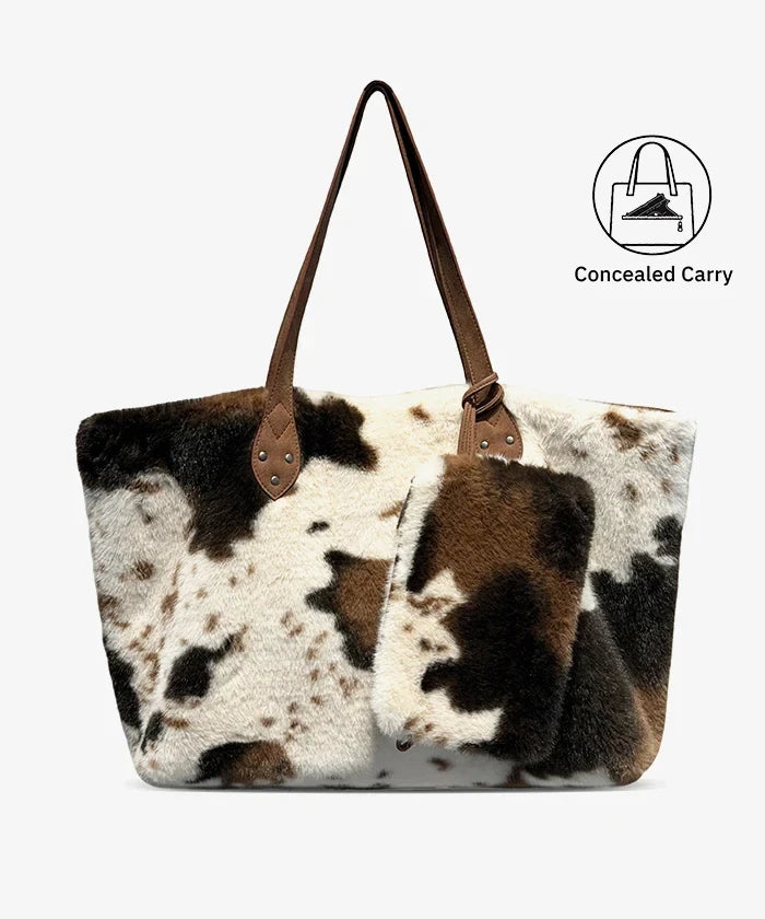 Montana West Plush Faux Fur Market Tote Bag Set (Preorder)