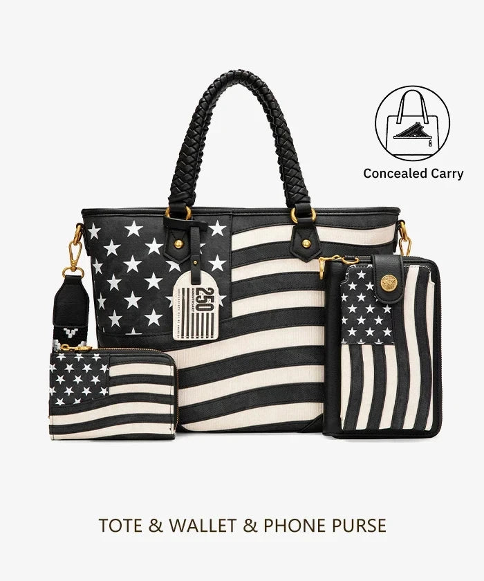 Montana West Vintage American Flag Tote Bag