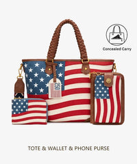 Montana West Vintage American Flag Tote Bag