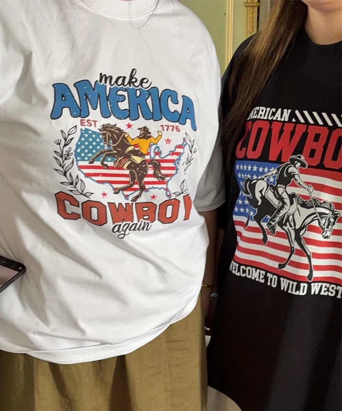 Montana West 250th Anniversary Flag Cowboy & Cowgirl Unisex T-Shirt – Patriotic American Flag Tee