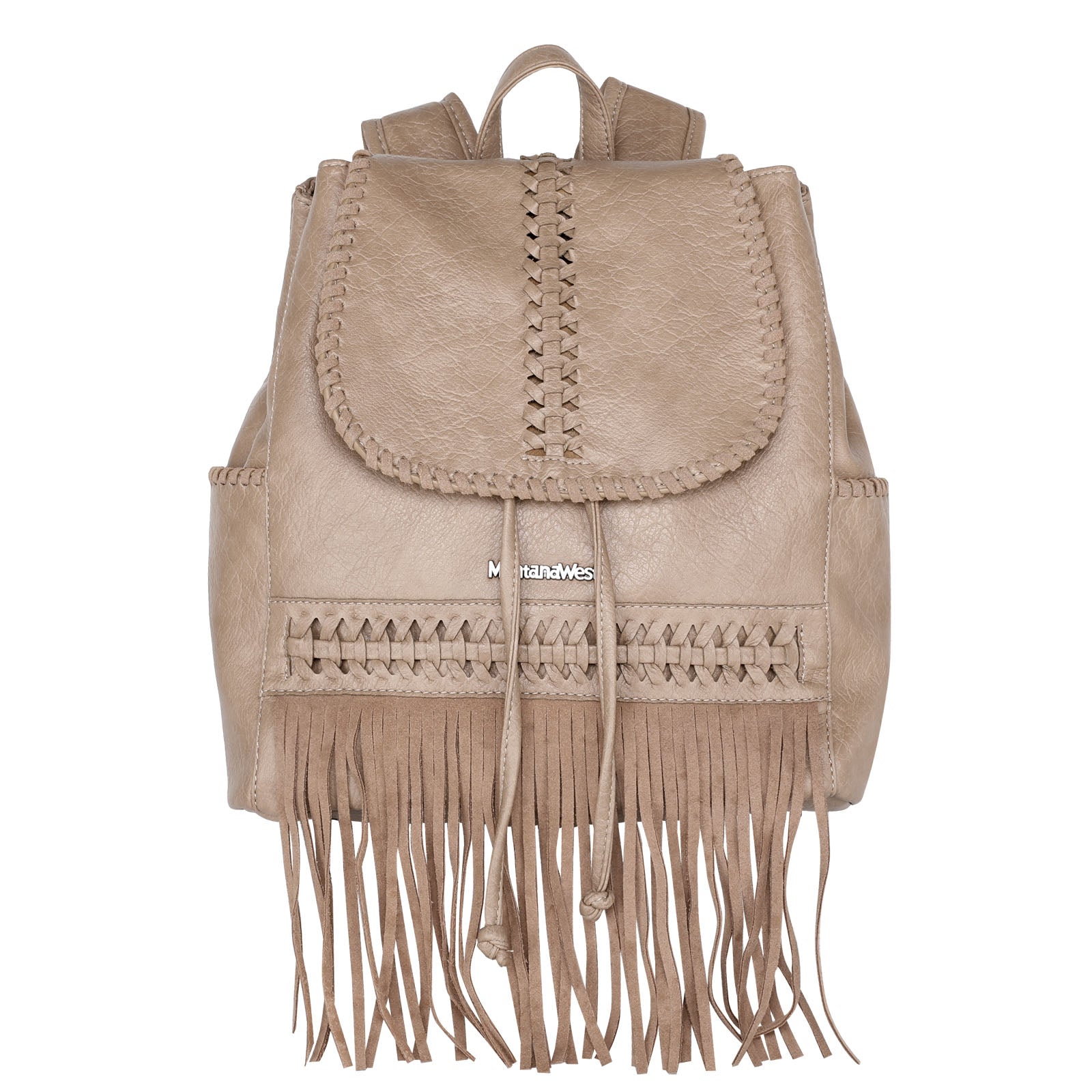 Montana West Leather Fringe Concealed Carry Backpack BROWN