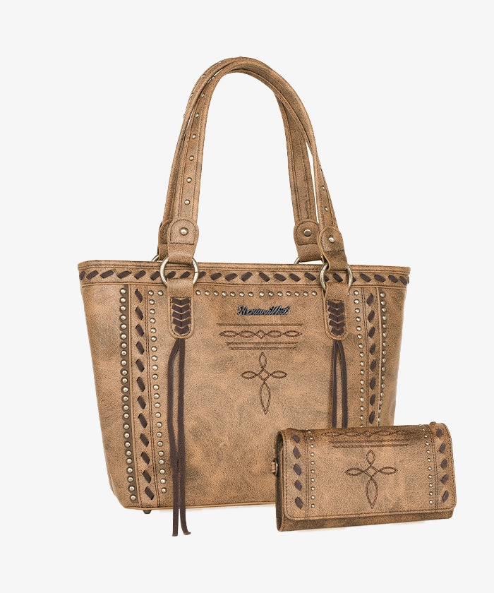 Montana West Diamond Cross Stitch Concealed Carry Tote Bag