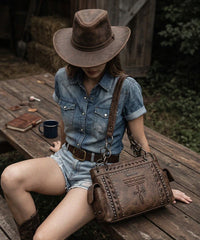 Montana West Studded Concealed Carry Satchel Set