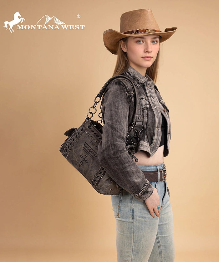 Montana West Whipstitch Studs Concealed Carry Satchel Set