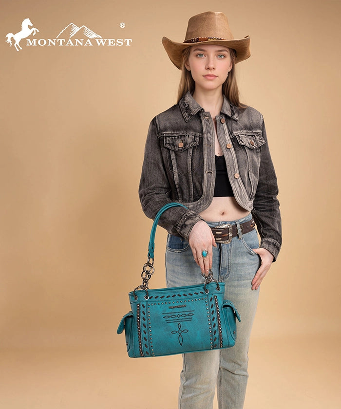 Montana West Whipstitch Studs Concealed Carry Satchel Set