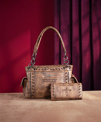 Montana West Whipstitch Studs Concealed Carry Satchel Set