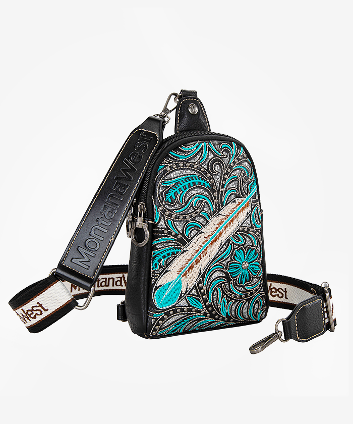 Montana West Floral Feather Sling Bag - Montana West World