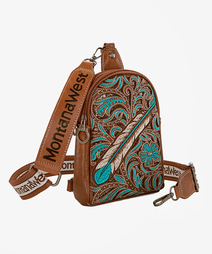 Montana West Floral Feather Sling Bag - Montana West World