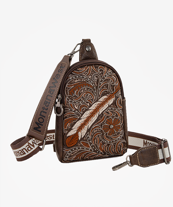 Montana West Floral Feather Sling Bag - Montana West World