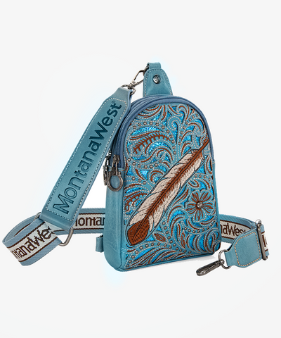 Montana West Floral Feather Sling Bag - Montana West World