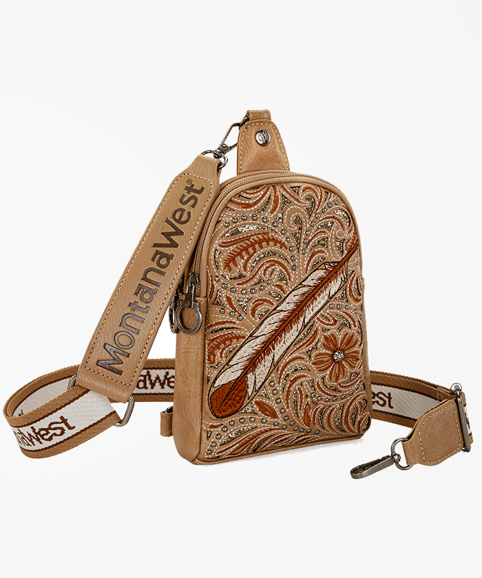 Montana West Floral Feather Sling Bag - Montana West World