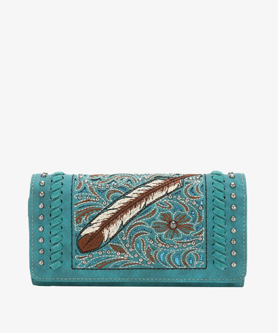 Montana West Cut-out Embroidered Feather Wallet