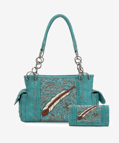 Montana West Embroidered Concealed Carry Satchel Bag