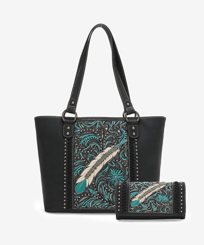 Montana_West_Embroidered_Feather_Concealed_Carry_Tote_Set_Black