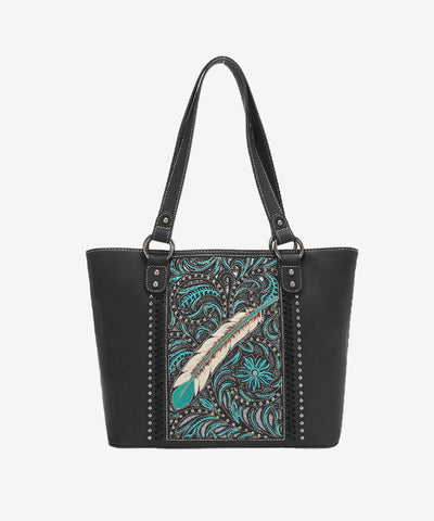 Montana West Embroidered Feather Concealed Carry Tote