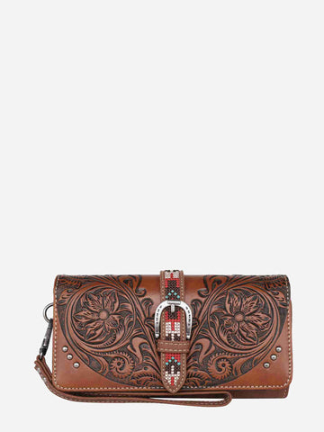 Montana West Vintage Floral Tooled Crossbody Saddle Bag Collection - Montana West World