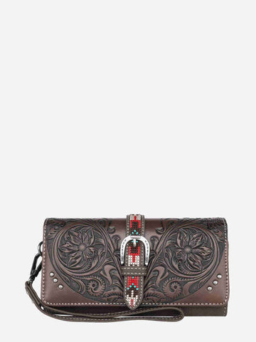 Montana West Vintage Floral Tooled Crossbody Saddle Bag Collection - Montana West World