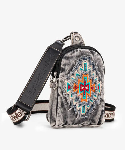 Montana West Aztec Denim Sling Bag - Montana West World